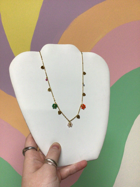 Cutie Beaded Daisy Titanium Necklace
