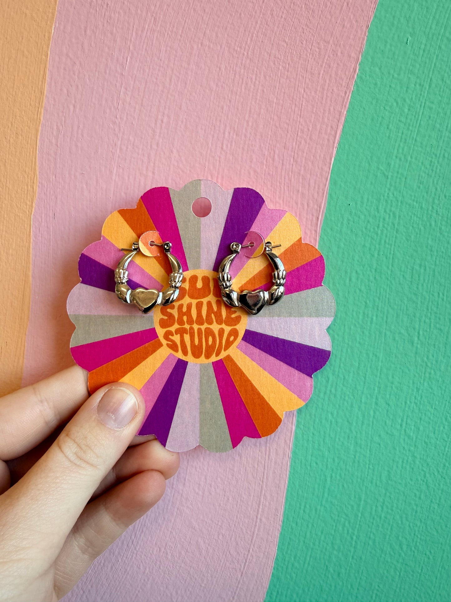 Vintage Inspired Titanium Heart Hoops