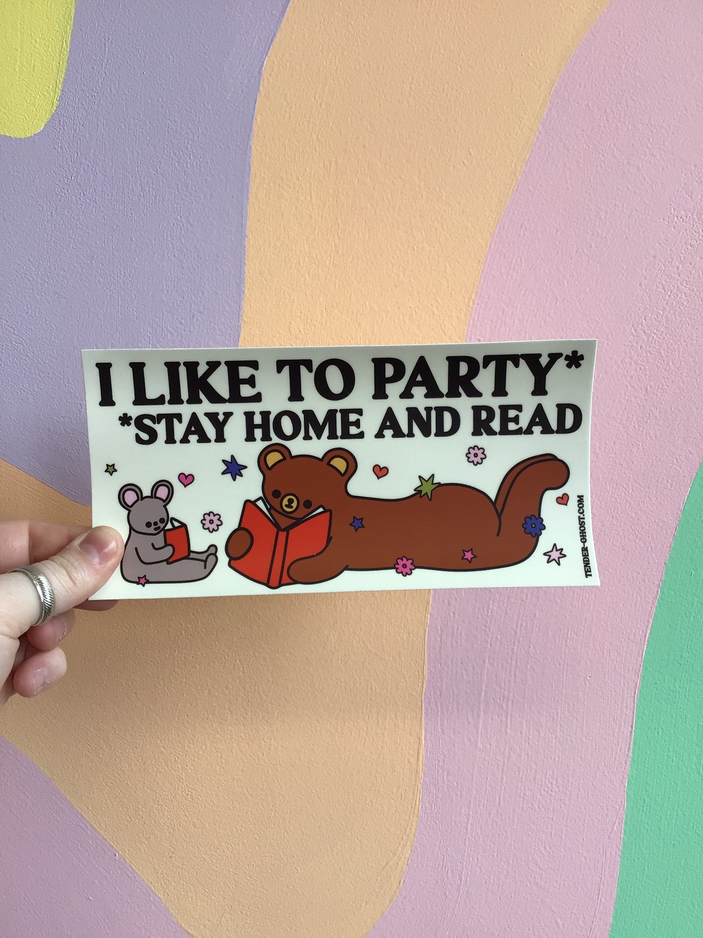 I Like To Party* Stay Home and Read Bumper Sticker