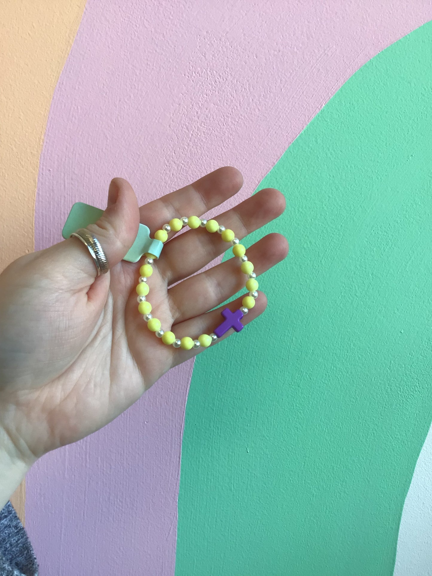 Pastel Cross Beaded Bracelet