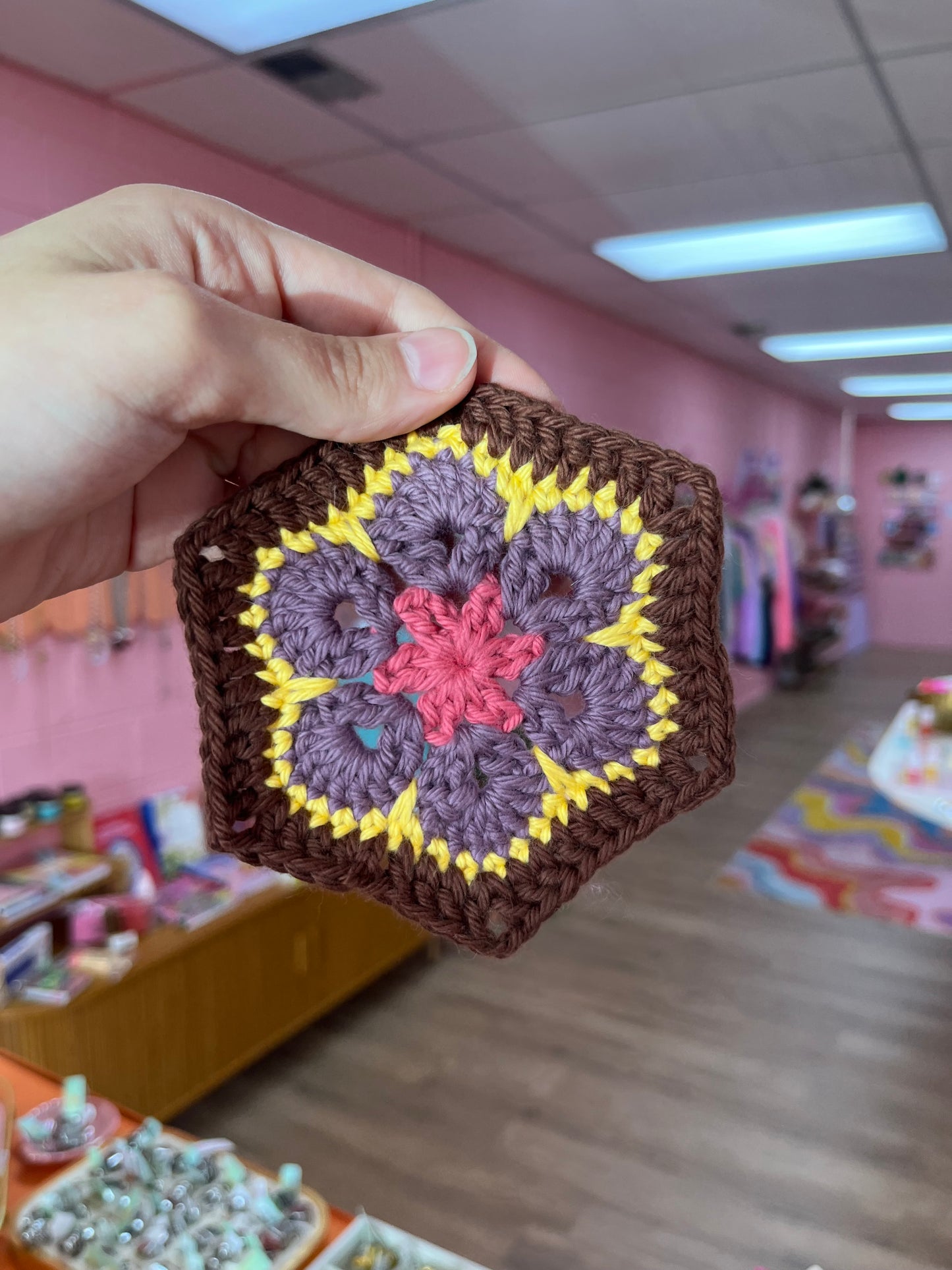Crochet Hexagon Flower Coaster
