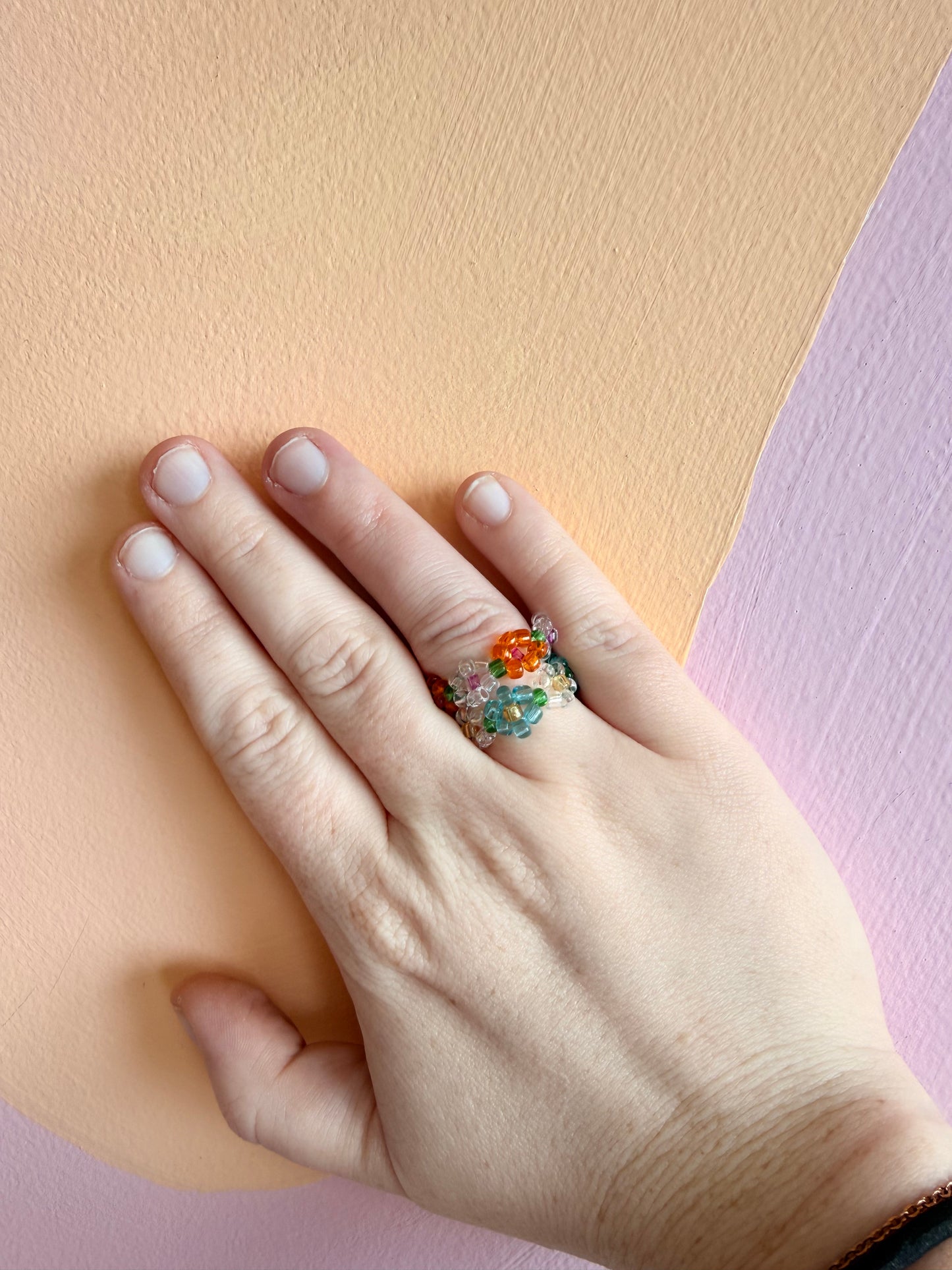 Delicate Floral Beaded Rings