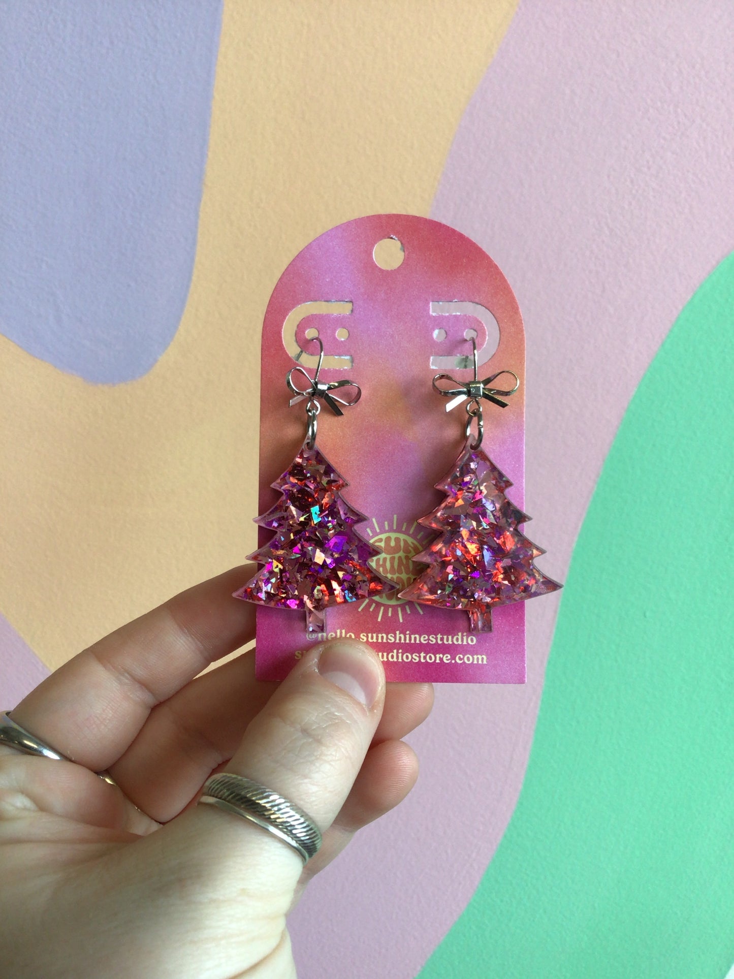 Pink Sparkly Holiday Trees