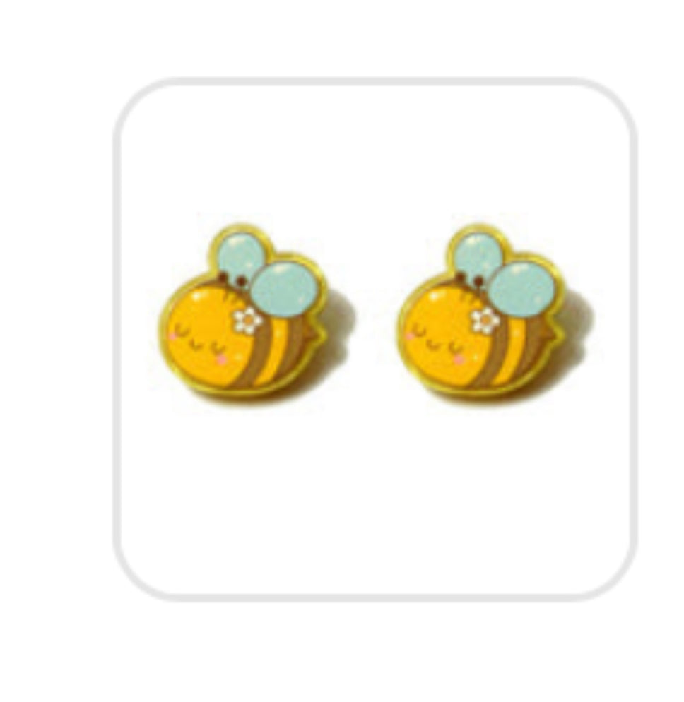 Bumble Bee acrylic earring studs