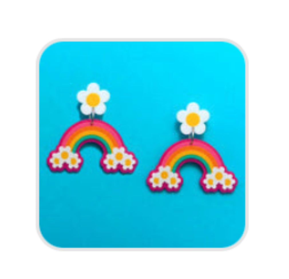 Retro rainbow acrylic earrings