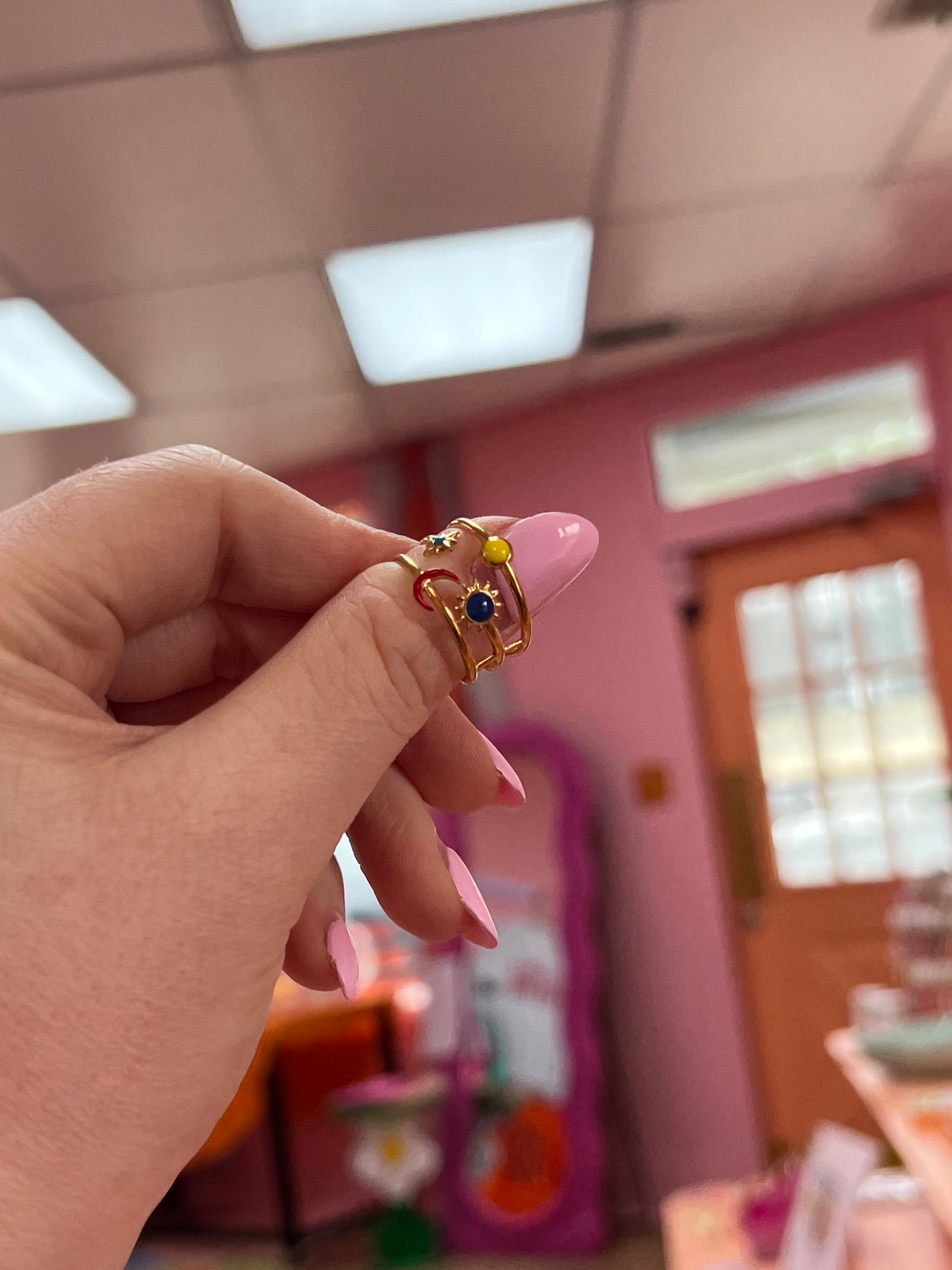 Adjustable Moon and Sun Titanium Ring