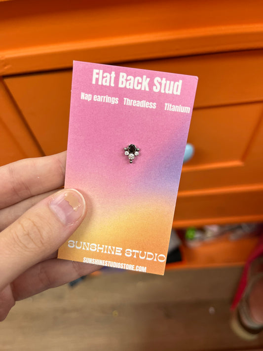 Black & Sparkle Flat Back Stud