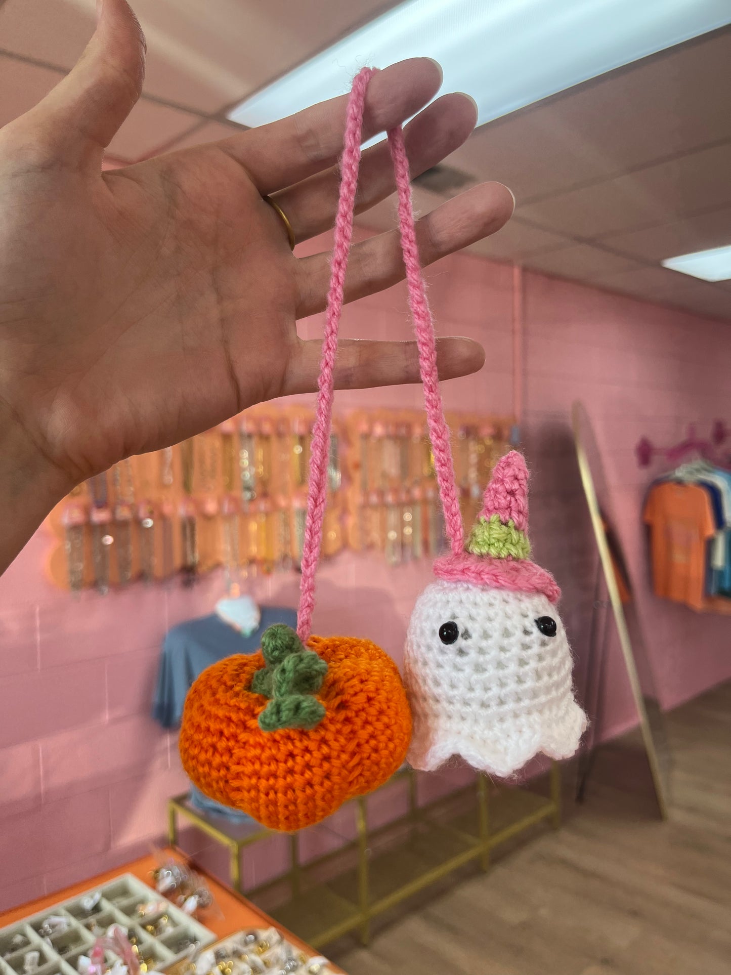 Spooky Crocheted Car Mirror Accessory