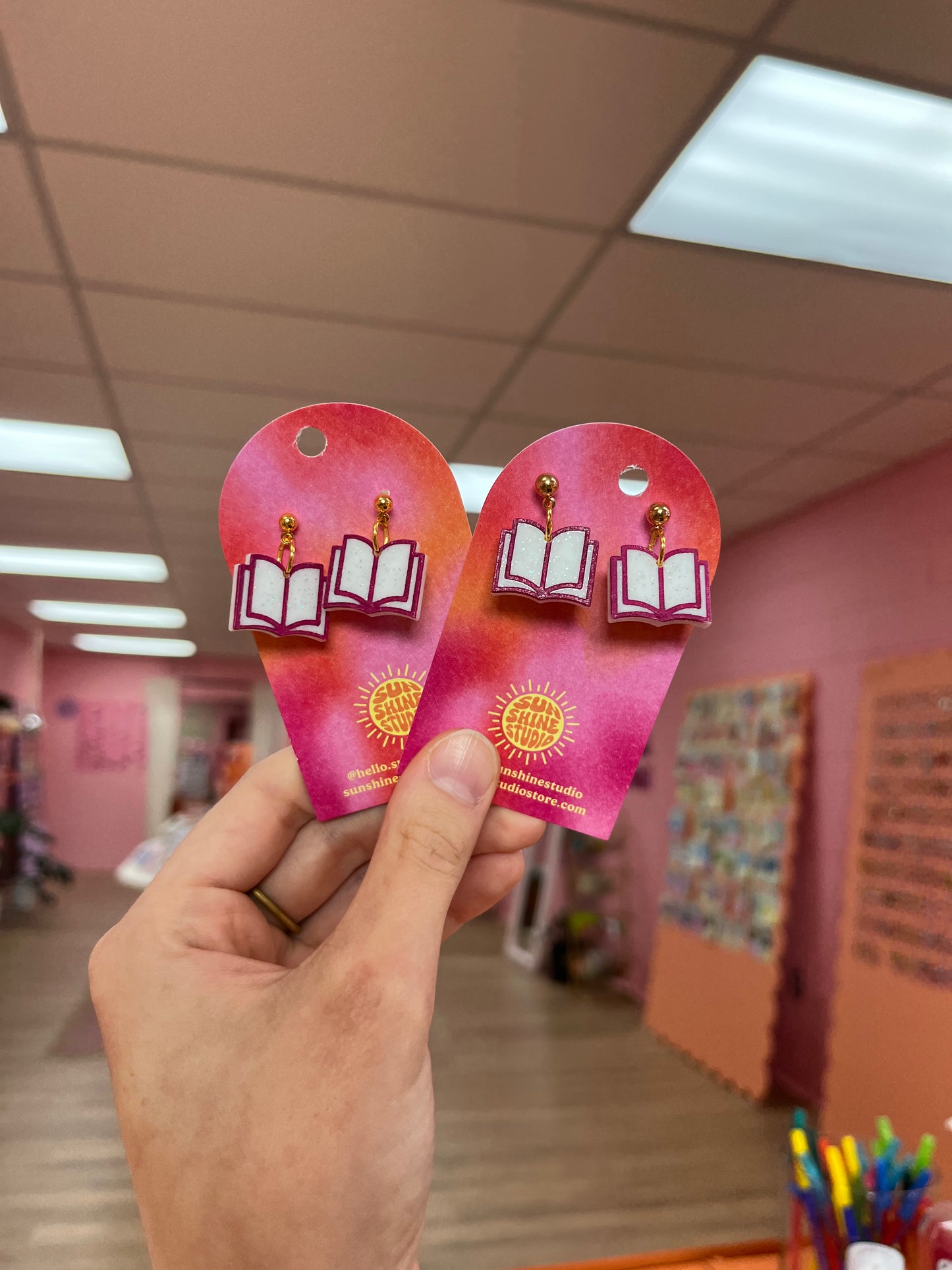 Single Open Book Earrings