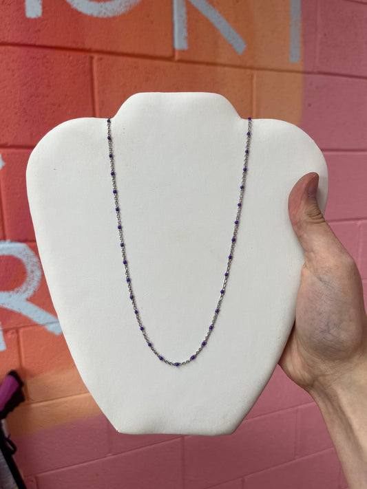 Silver and Purple Chain Necklace