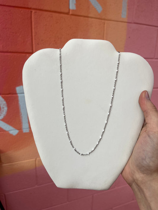 Silver and White Chain Necklace