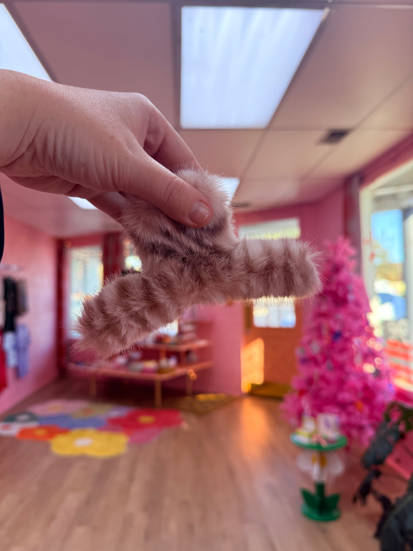 Fuzzy Striped Claw Clip