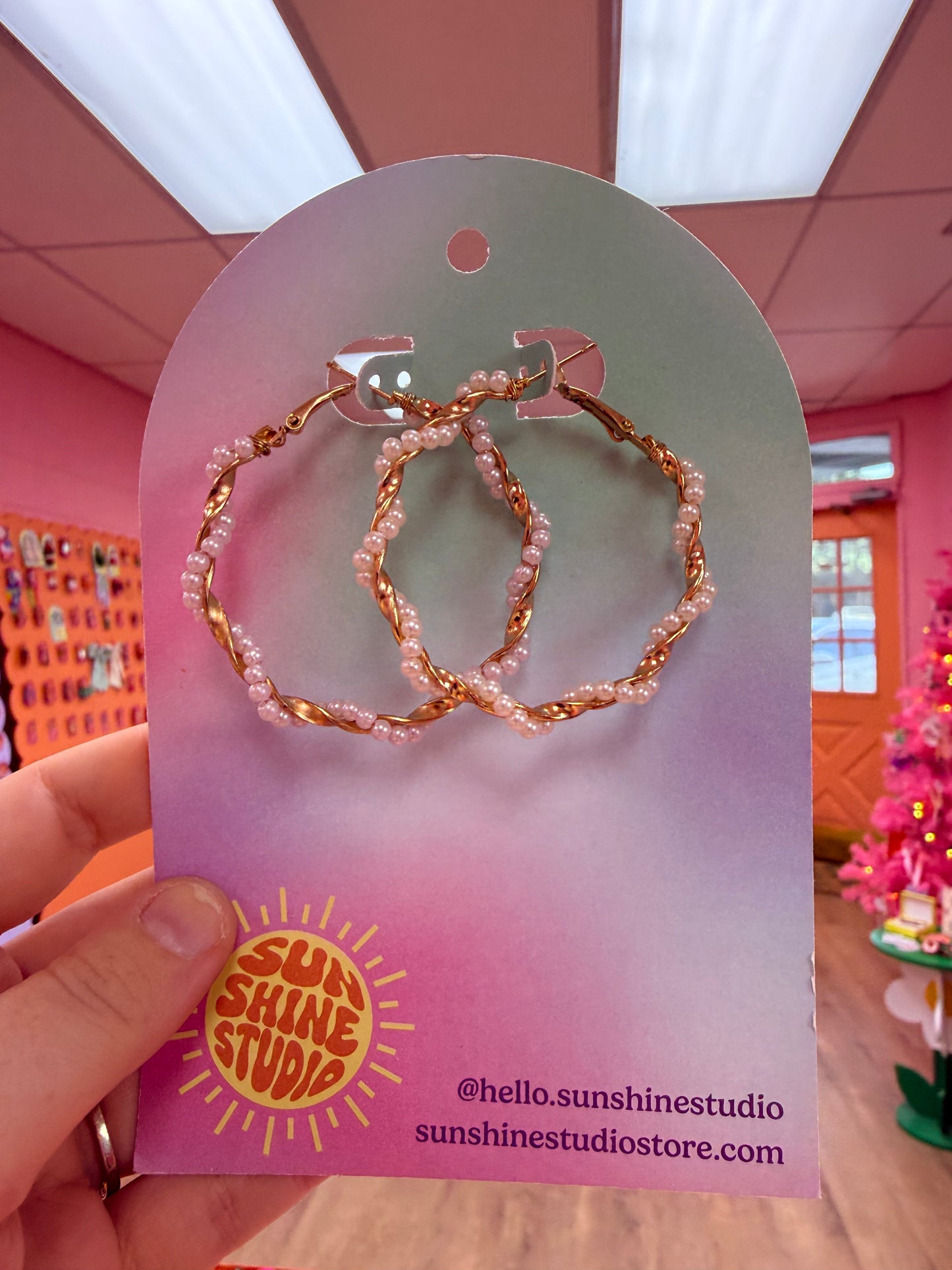 Twisted Pearl Hoops