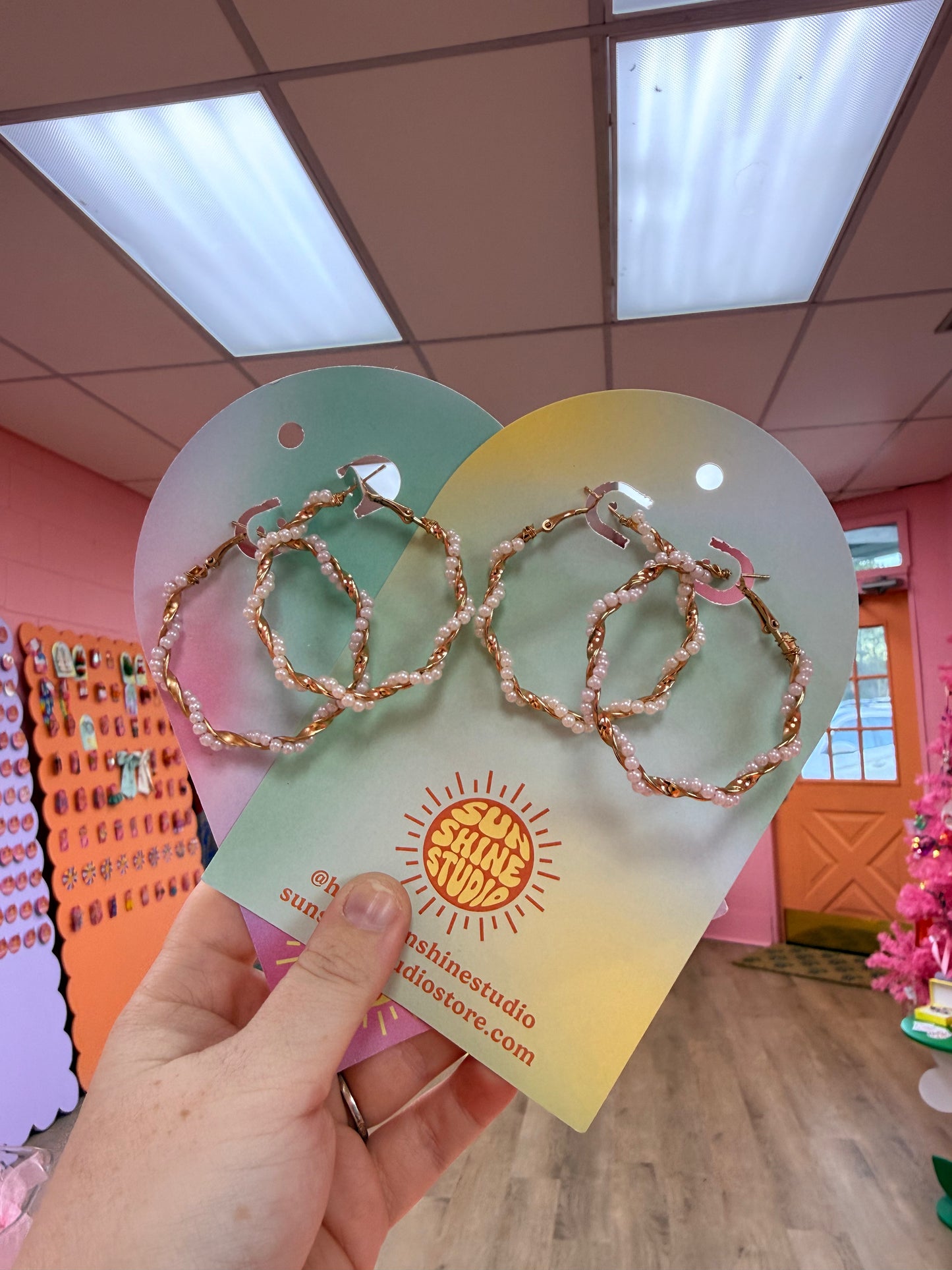 Twisted Pearl Hoops