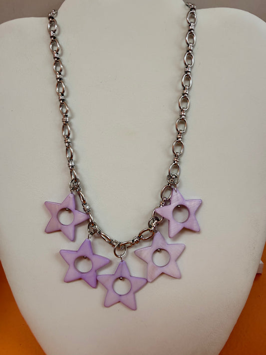 Purple Star Titanium Beaded Necklace
