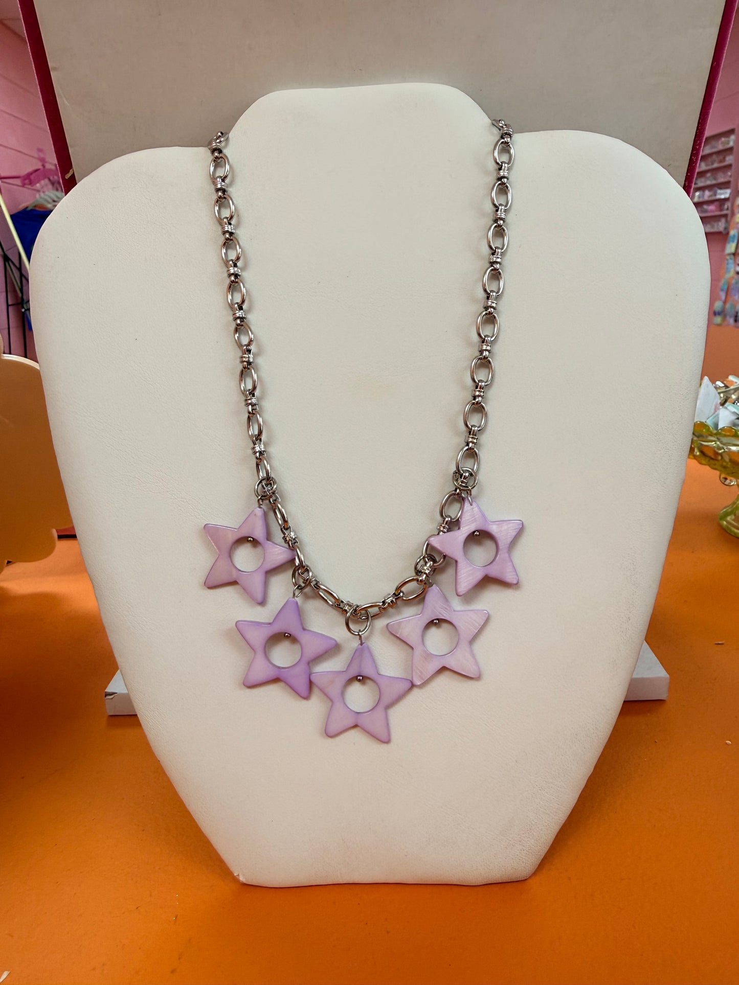 Purple Star Titanium Beaded Necklace