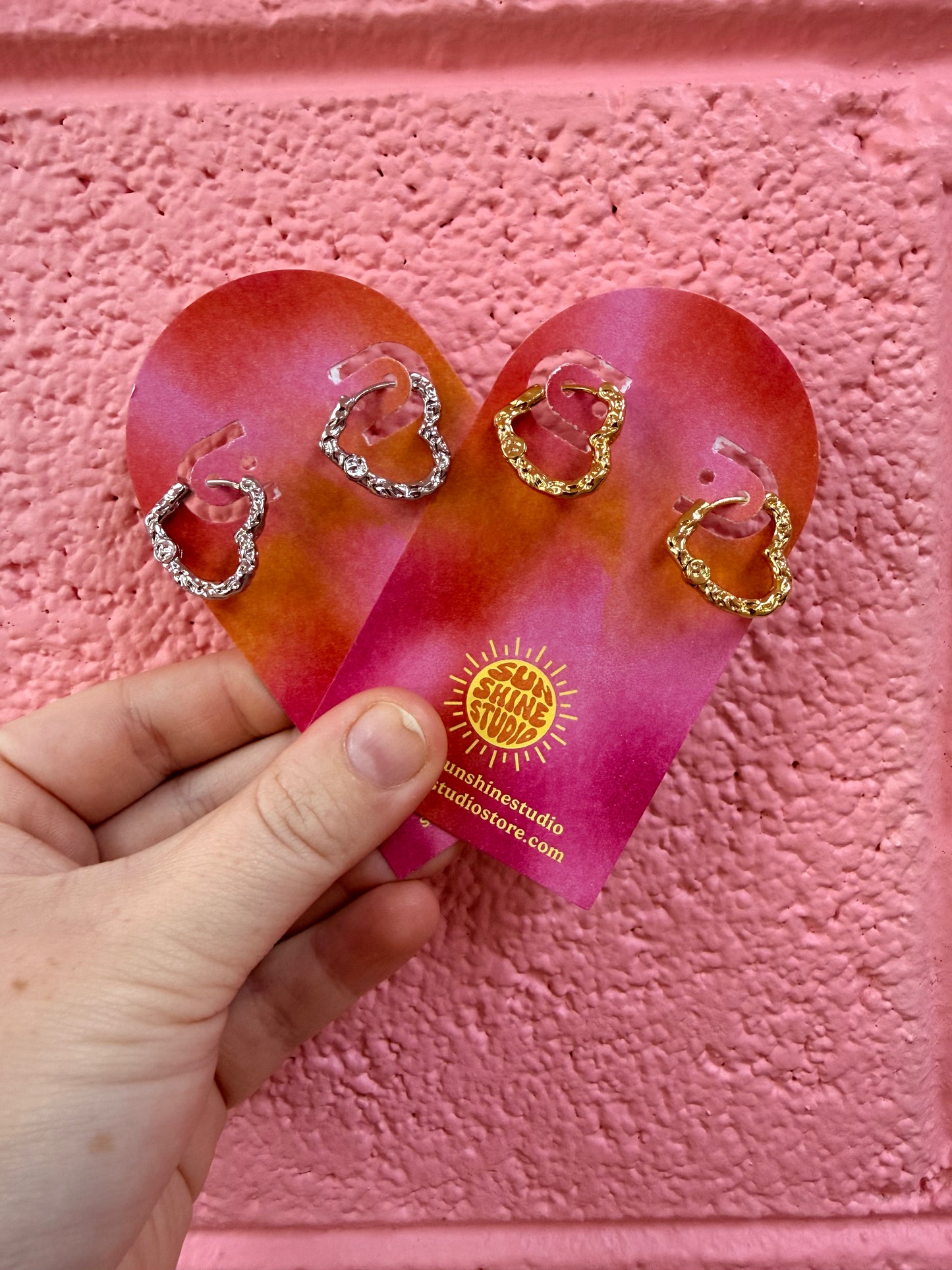 Textured Heart Earrings