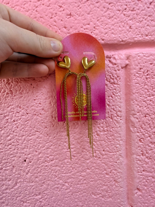 Heart Tassel Earrings