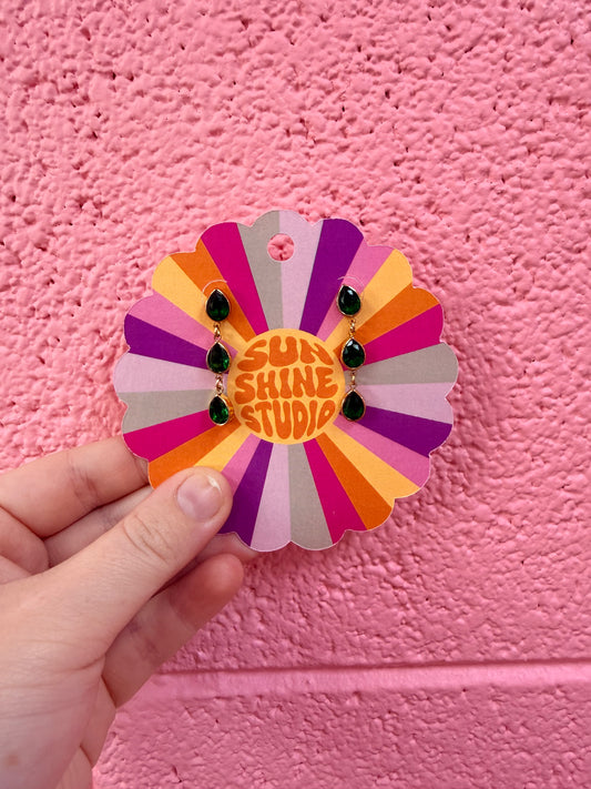 Trio Gem Titanium Dangle Earrings