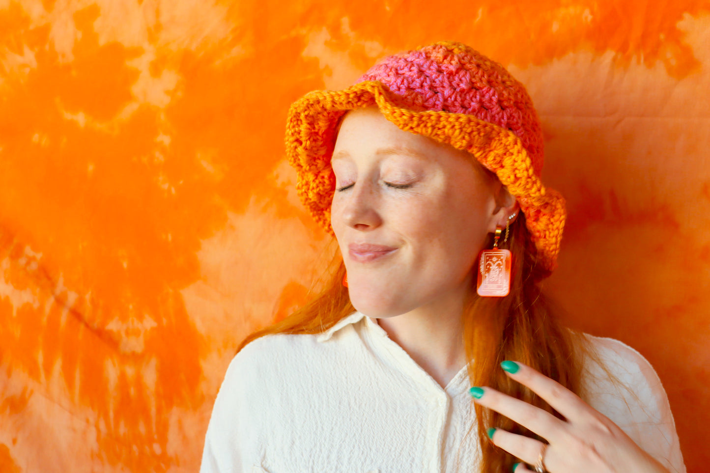 Neon Orange Zodiac Earrings