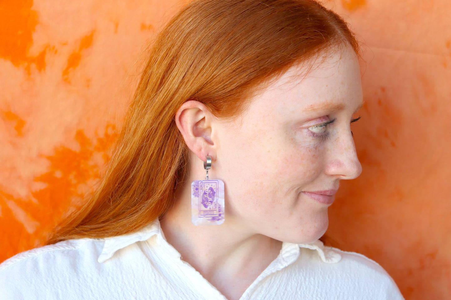 Purple Marble Zodiac Earrings