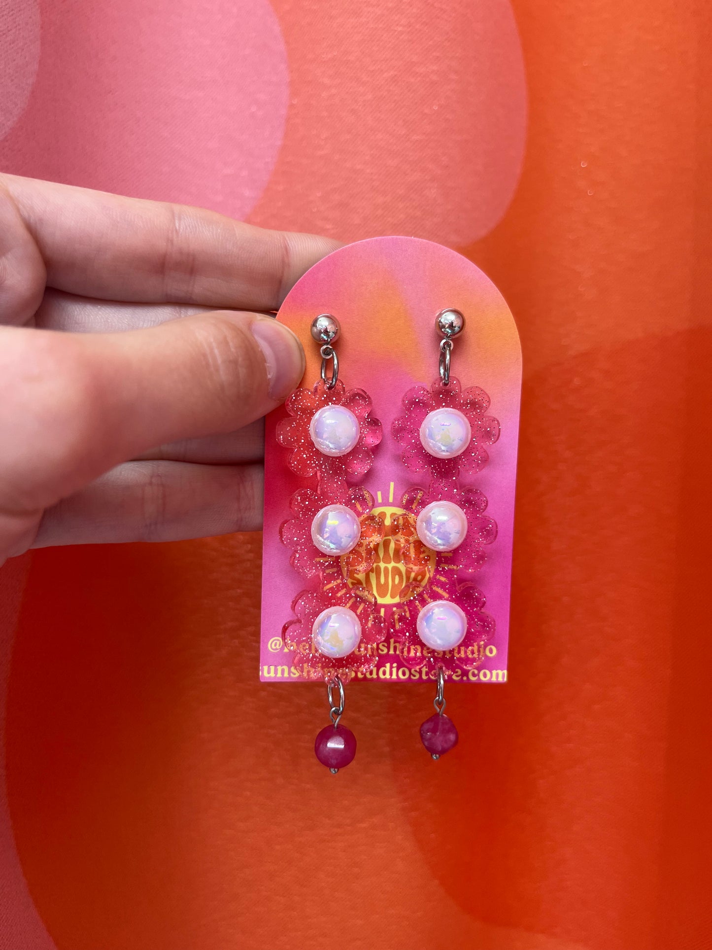 Glitter Flower Stack Earring