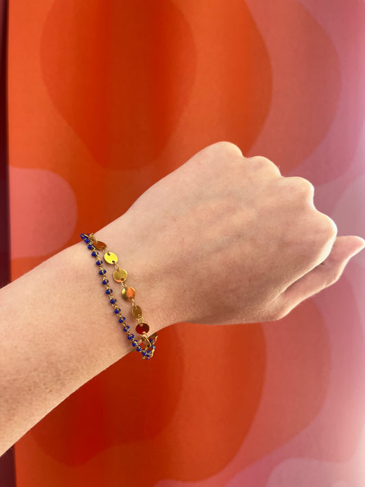 Blue layered Disc Bracelet