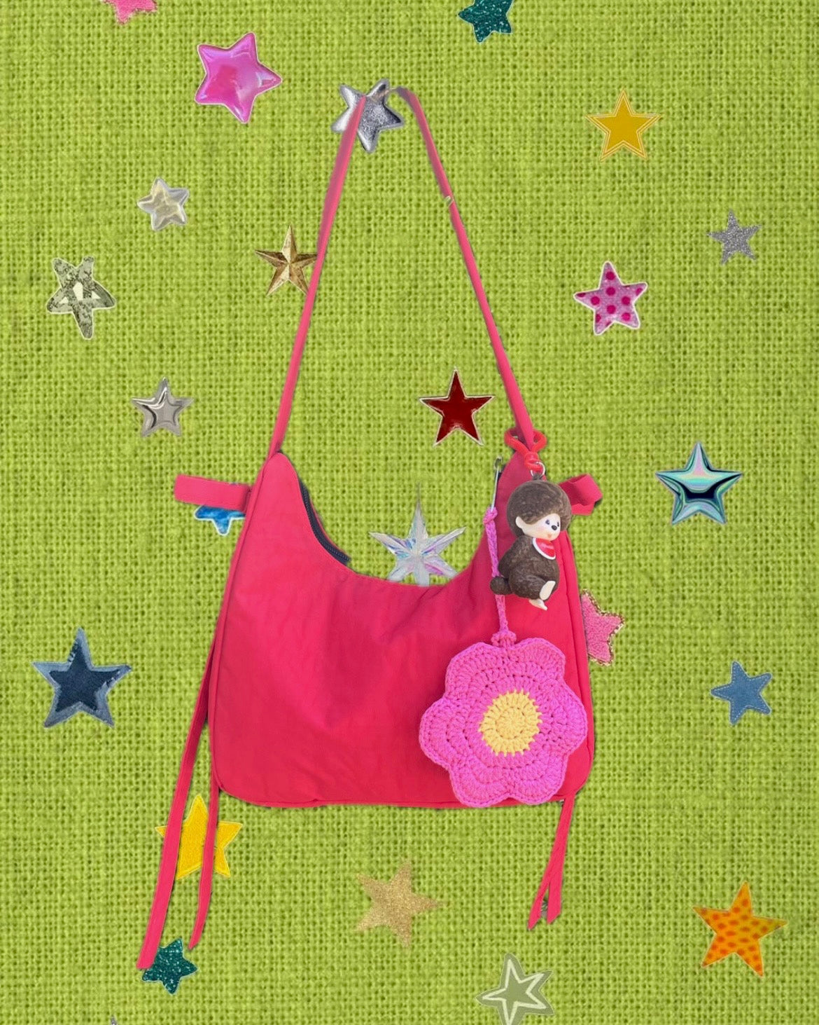 Crochet Flower Pouch Bag Charm