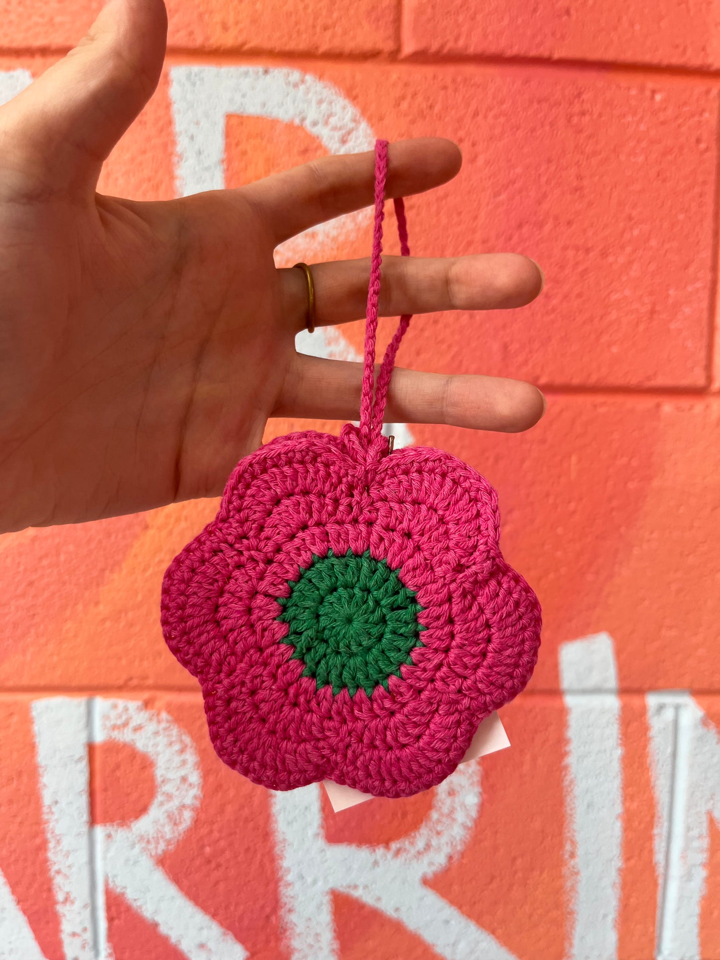 Crochet Flower Pouch Bag Charm