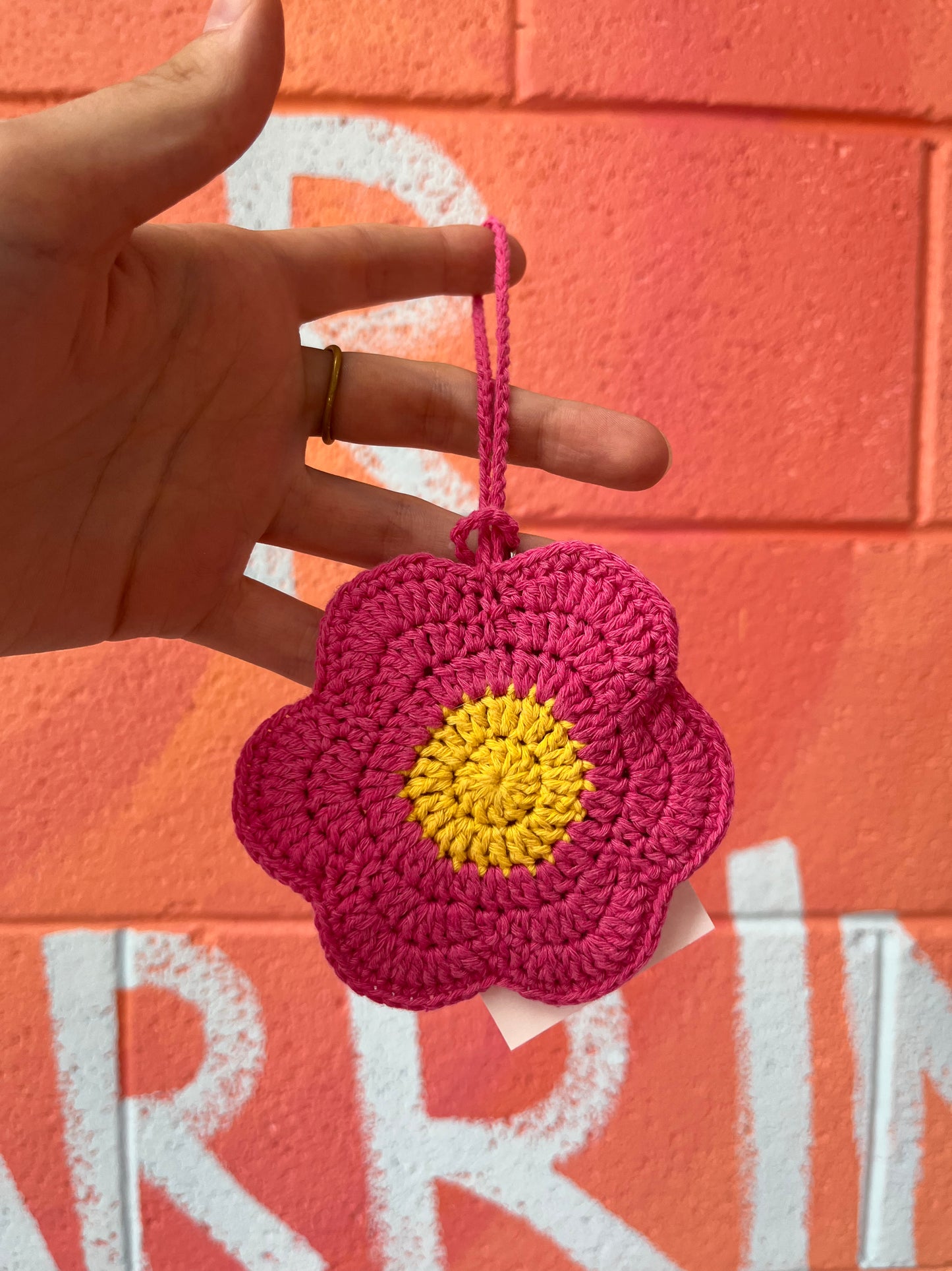 Crochet Flower Pouch Bag Charm