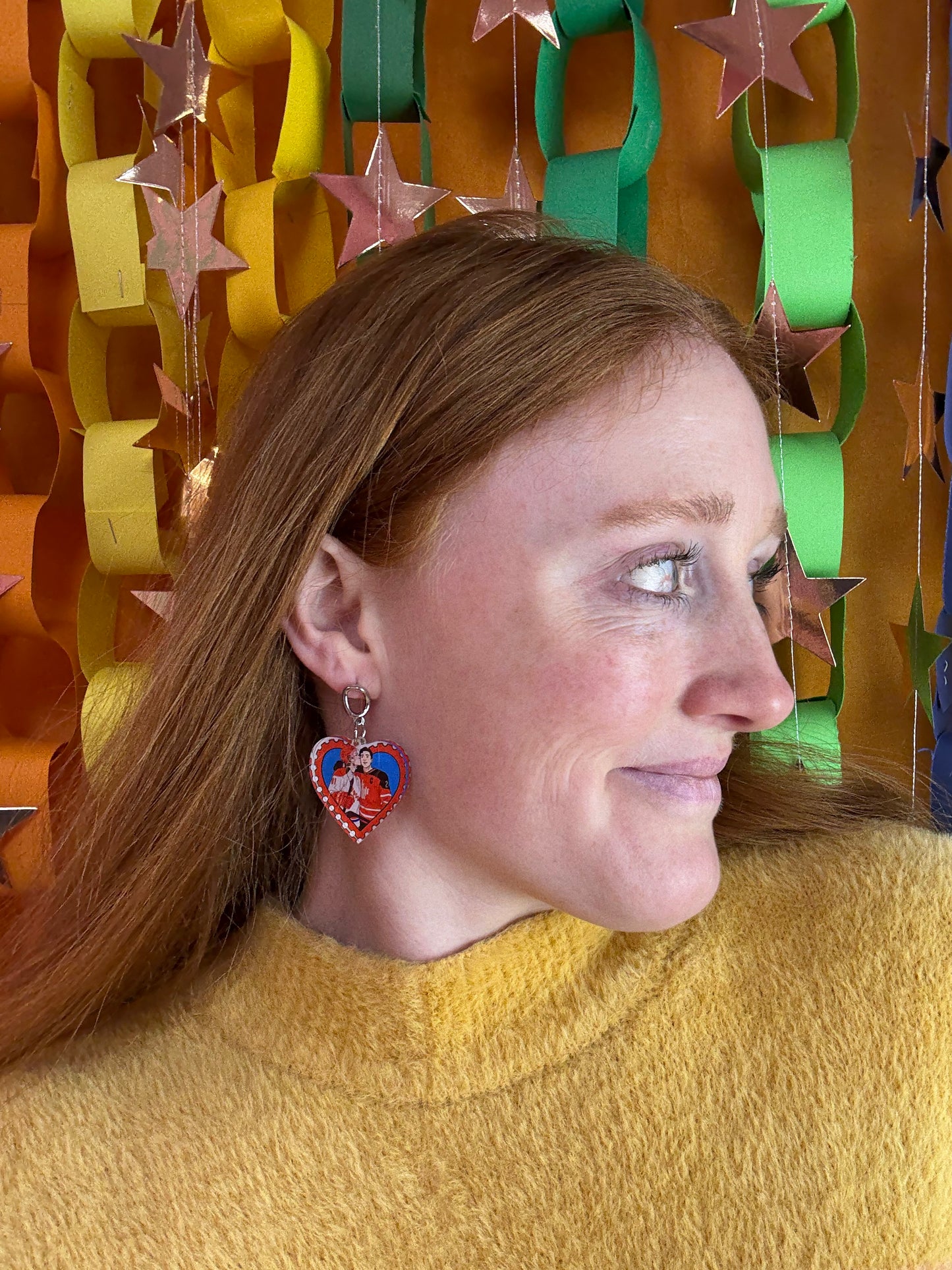 Hockey Lovers Stamp Heated Rivalry Earrings