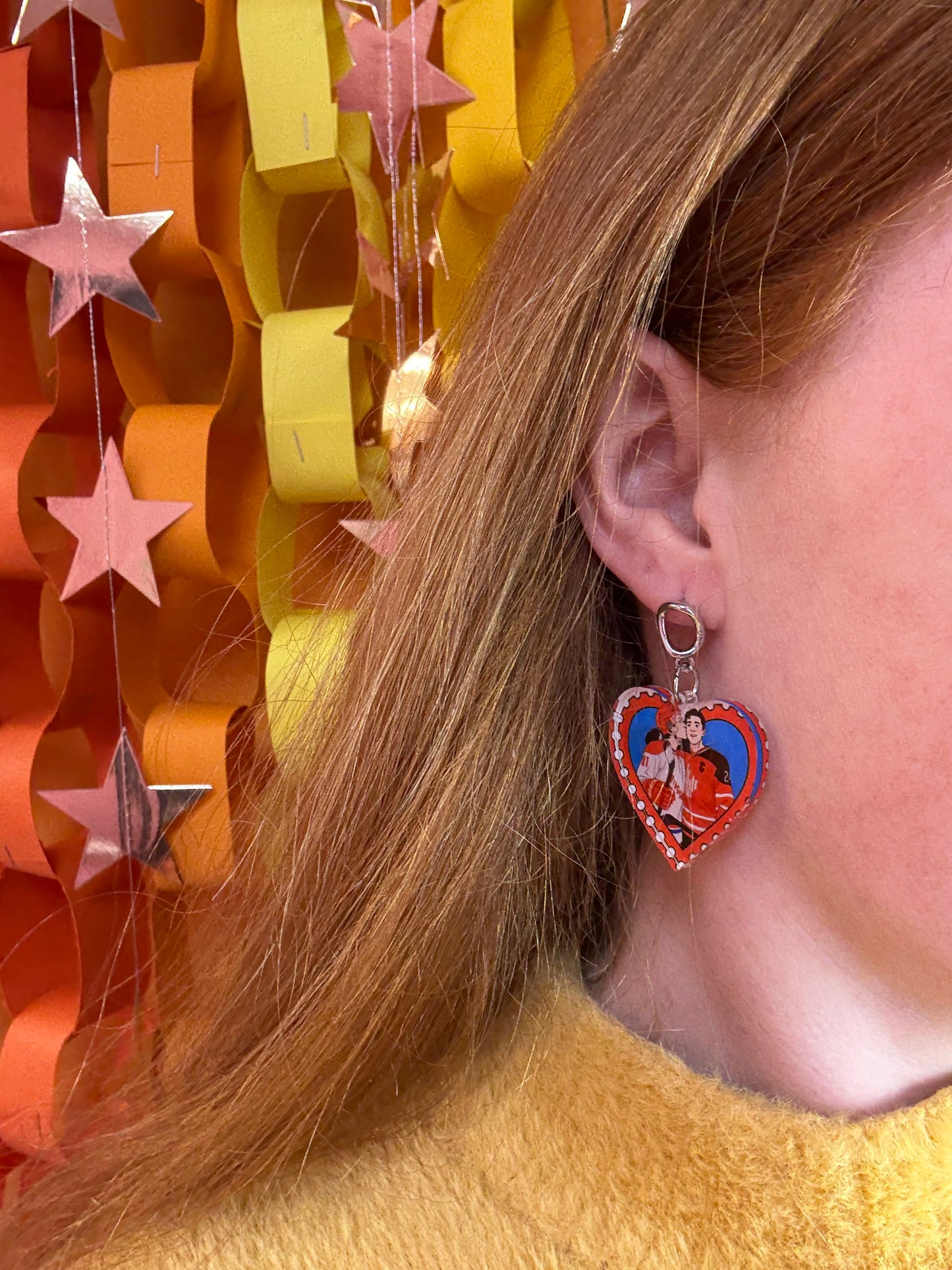 Hockey Lovers Stamp Heated Rivalry Earrings