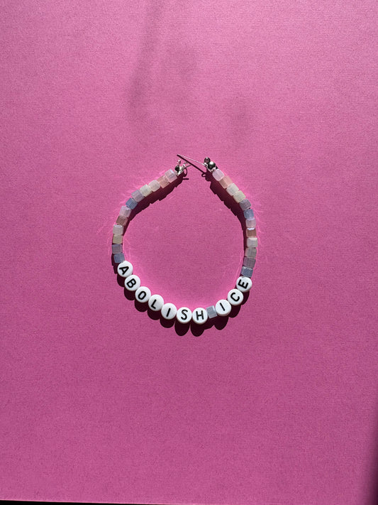 Abolish ICE glass square rainbow beads ￼