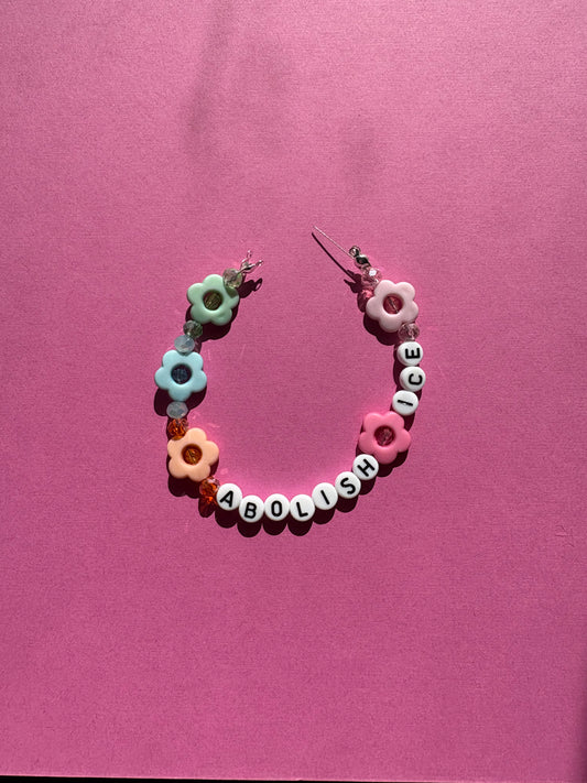Abolish ICE colorful flowers bracelet or bag charm