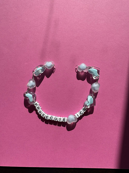 Prosecute ICE Blue Hearts Bag or phone charm