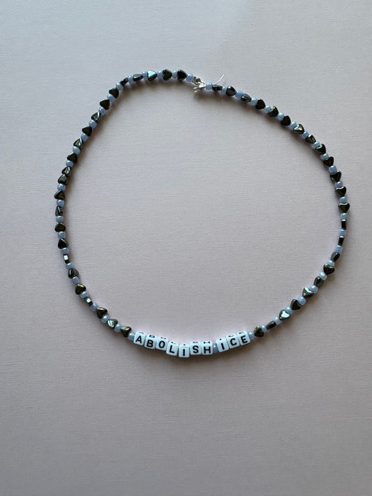 ABOLISH ICE silver hearts bag charm or necklace