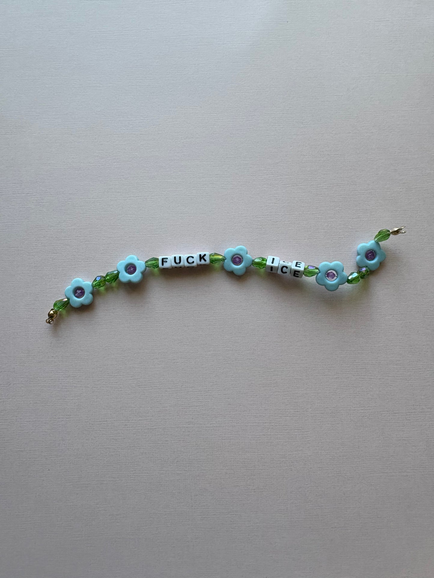 FUCK ICE blue flower bracelet or phone charm