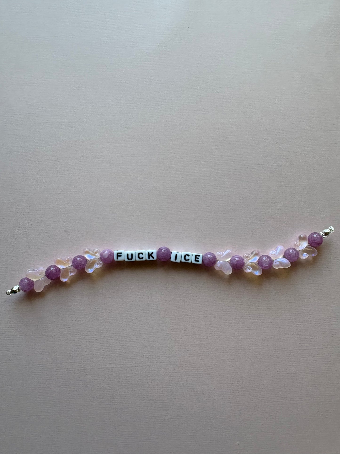 FUCK ICE purple and pink butterflies