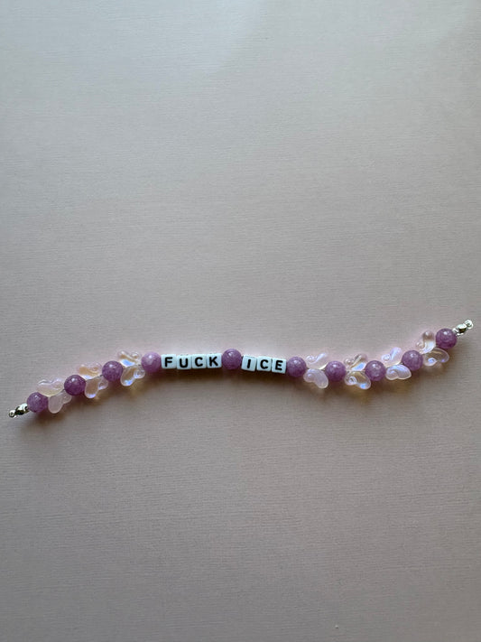 FUCK ICE purple and pink butterflies