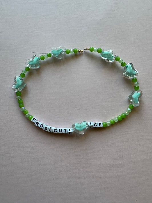 PROSECUTE ICE chunky blue hearts bag charm or necklace