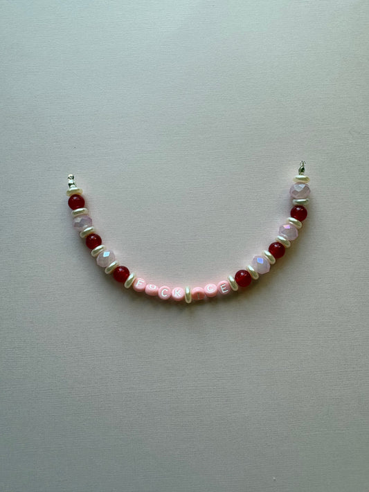 FUCK ICE red and pink beads phone charm or bracelet