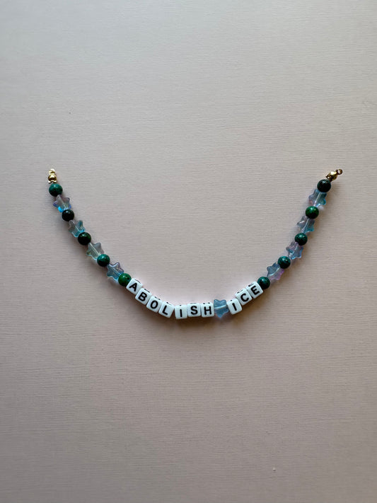 ABOLISH ICE green beads blue stars phone charm or bracelet