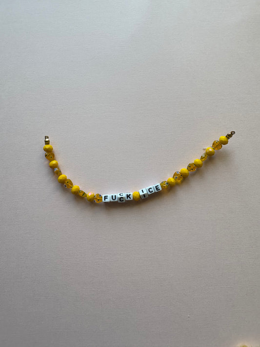 FUCK ICE yellow hearts phone charm or bracelet