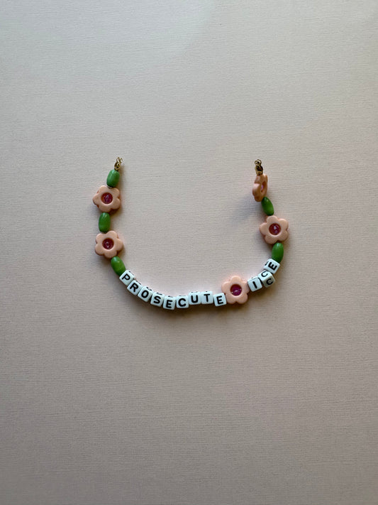PROSECUTE ICE peach flowers bracelet or bag charm