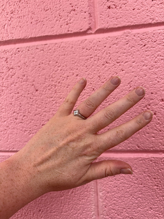Sparkling Diamond Titanium Ring