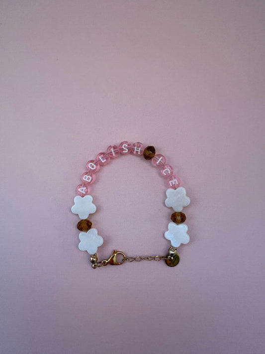 ABOLISH ICE white flower bracelet