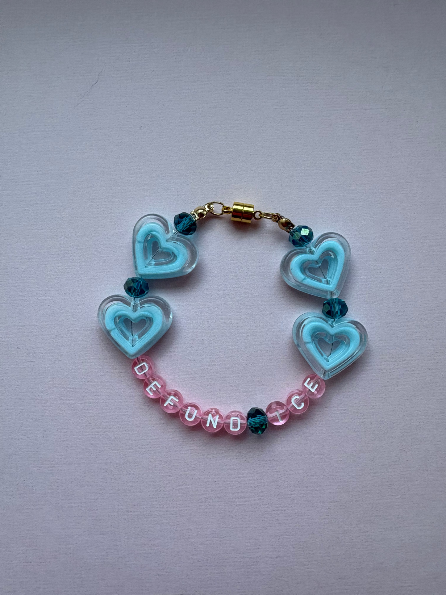 DEFUND ICE retro blue heart bracelet