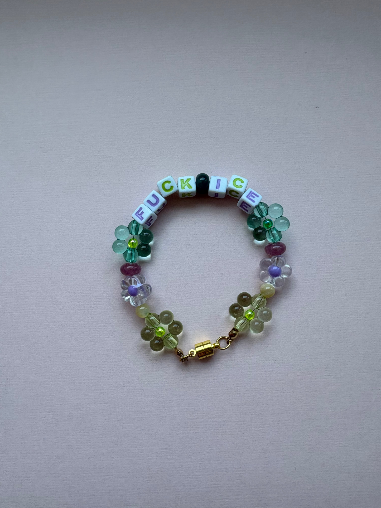 FUCK ICE cool tone flower bracelet