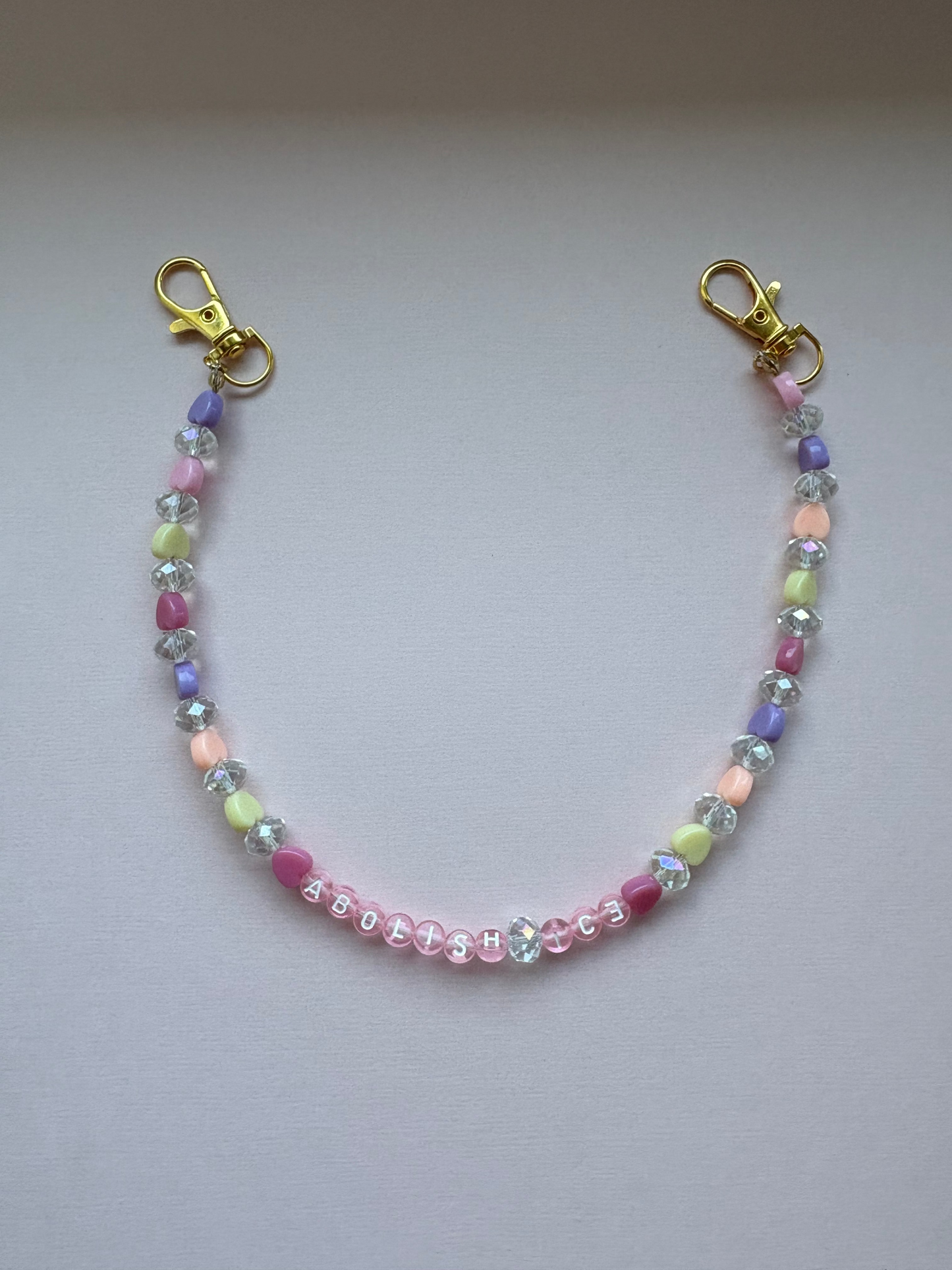 ABOLISH ICE heart and crystal bag charm