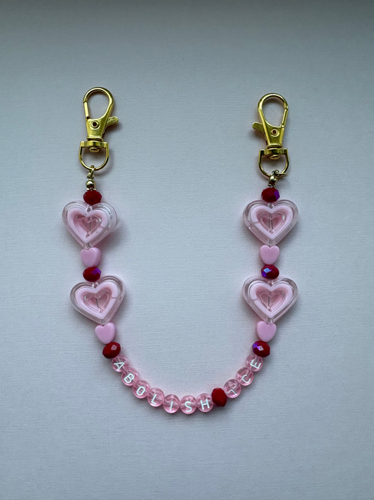ABOLISH ICE pink heart bag charm